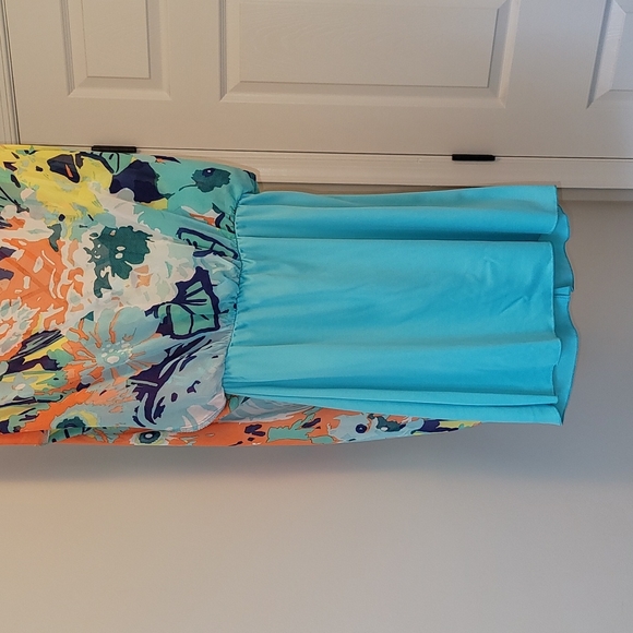 high-low sun dress, casual or formal, size 7/8, floral, criss cross back - Picture 9 of 15